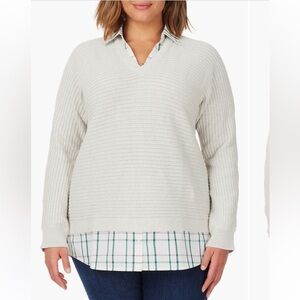 Foxcroft NYC Collared Sweater Top Women’s Size 2X
